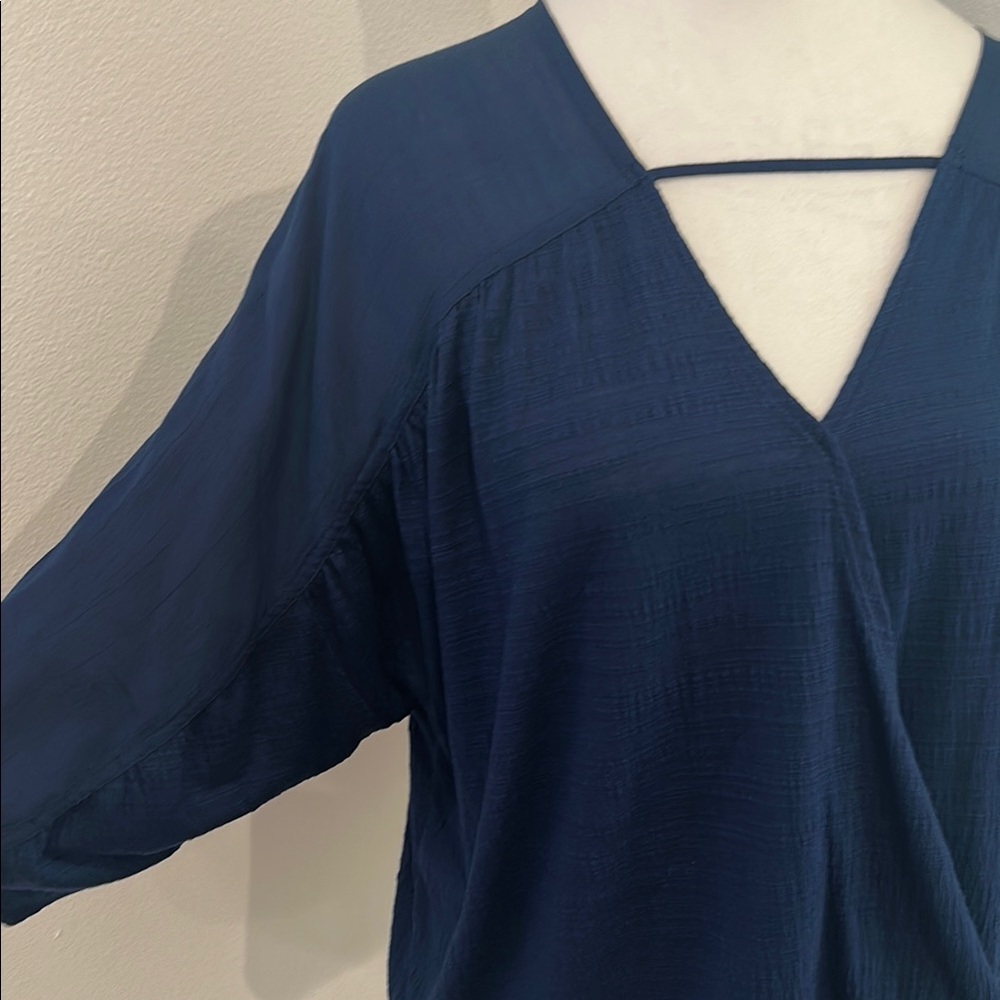 a.n.a Deep Blue V-Neck Blouse - Picture 3 of 9